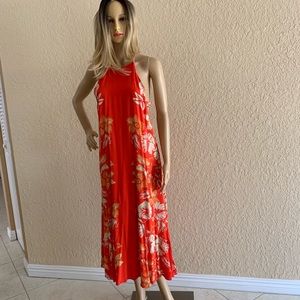 Free People Hawaiian orange maxi dress